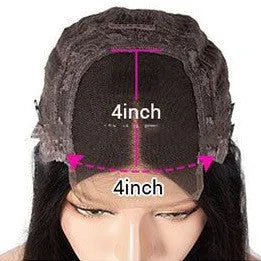 Human hair lace front wig with 4x4 lace headgear in star fashion style showing natural hairline
