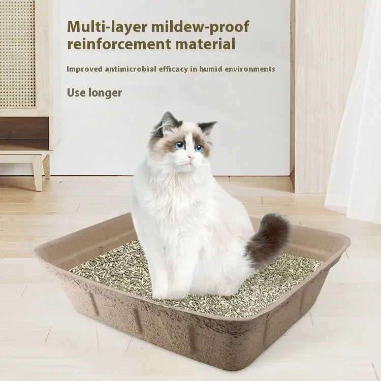 Brown disposable waterproof cat litter box with biodegradable environmentally friendly design