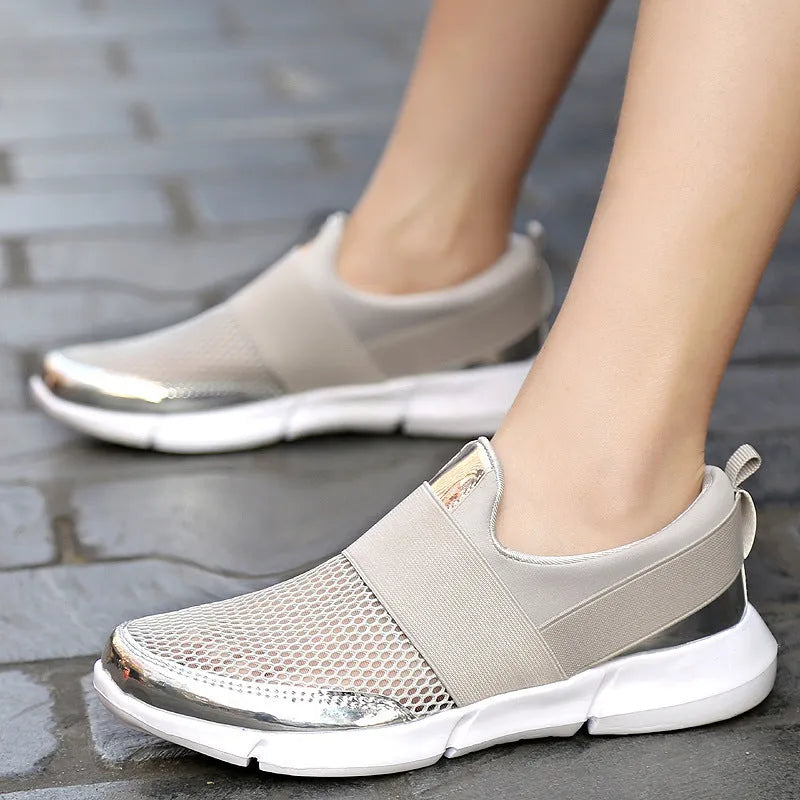 Women's low-tube casual sneakers in blue with breathable mesh and PU midsole