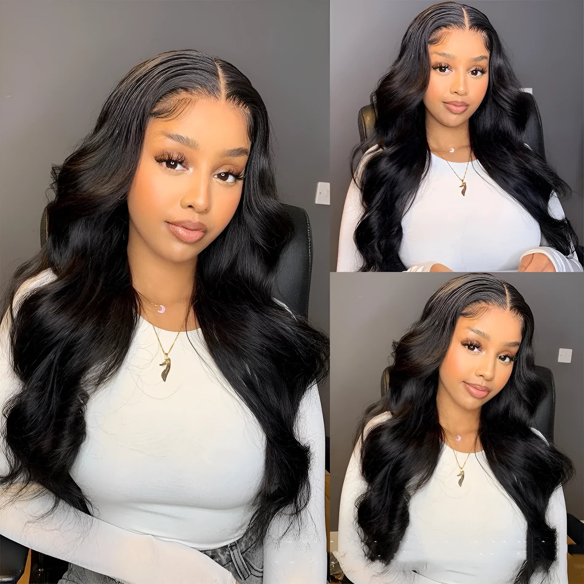 Body wave human hair lace front wig with 4x4 headgear, medium long hair, all hand-woven