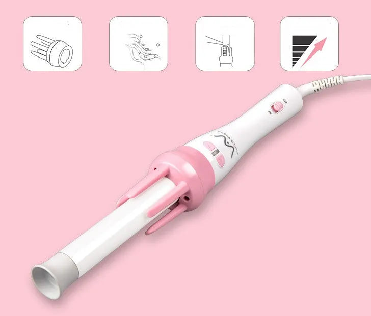 Rotating curling iron with tourmaline ceramic 21mm-30mm barrel for wet and dry hair styling