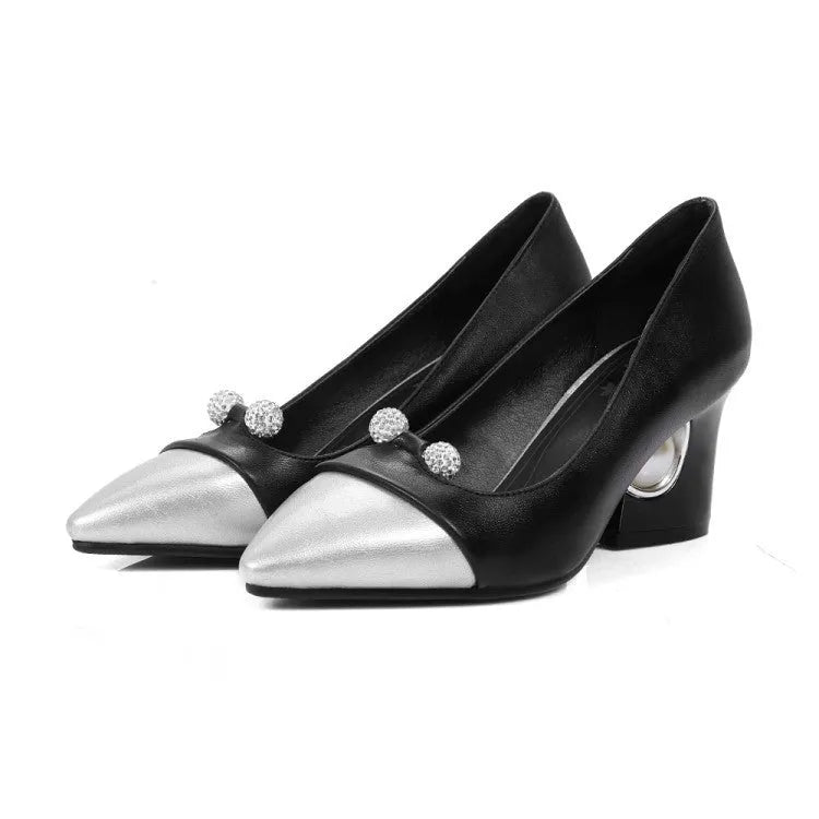 Rhinestone single shoe with artificial PU vamp in beige colour, middle heel, woman's dress shoe for one foot