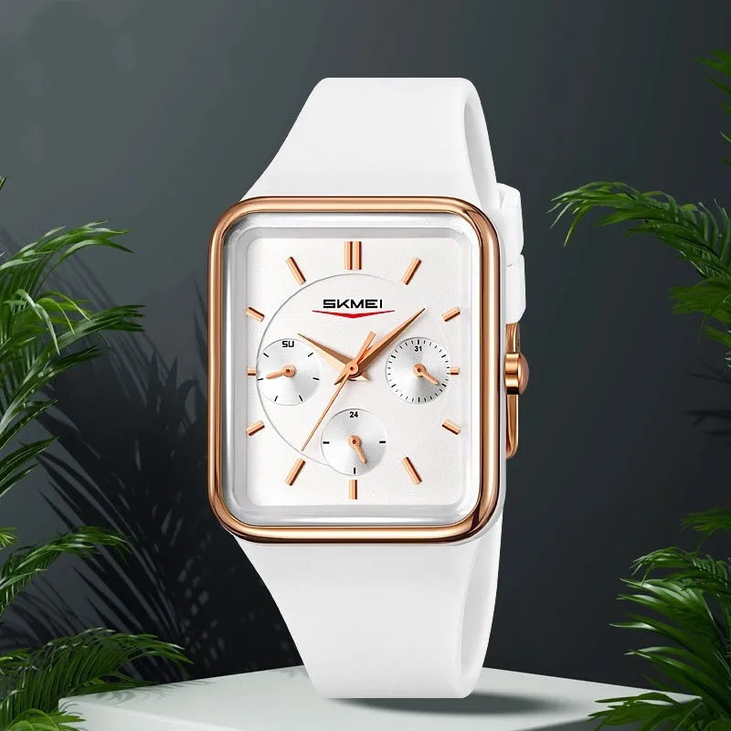 Square silicone waterproof digital watch for girls in various colour options