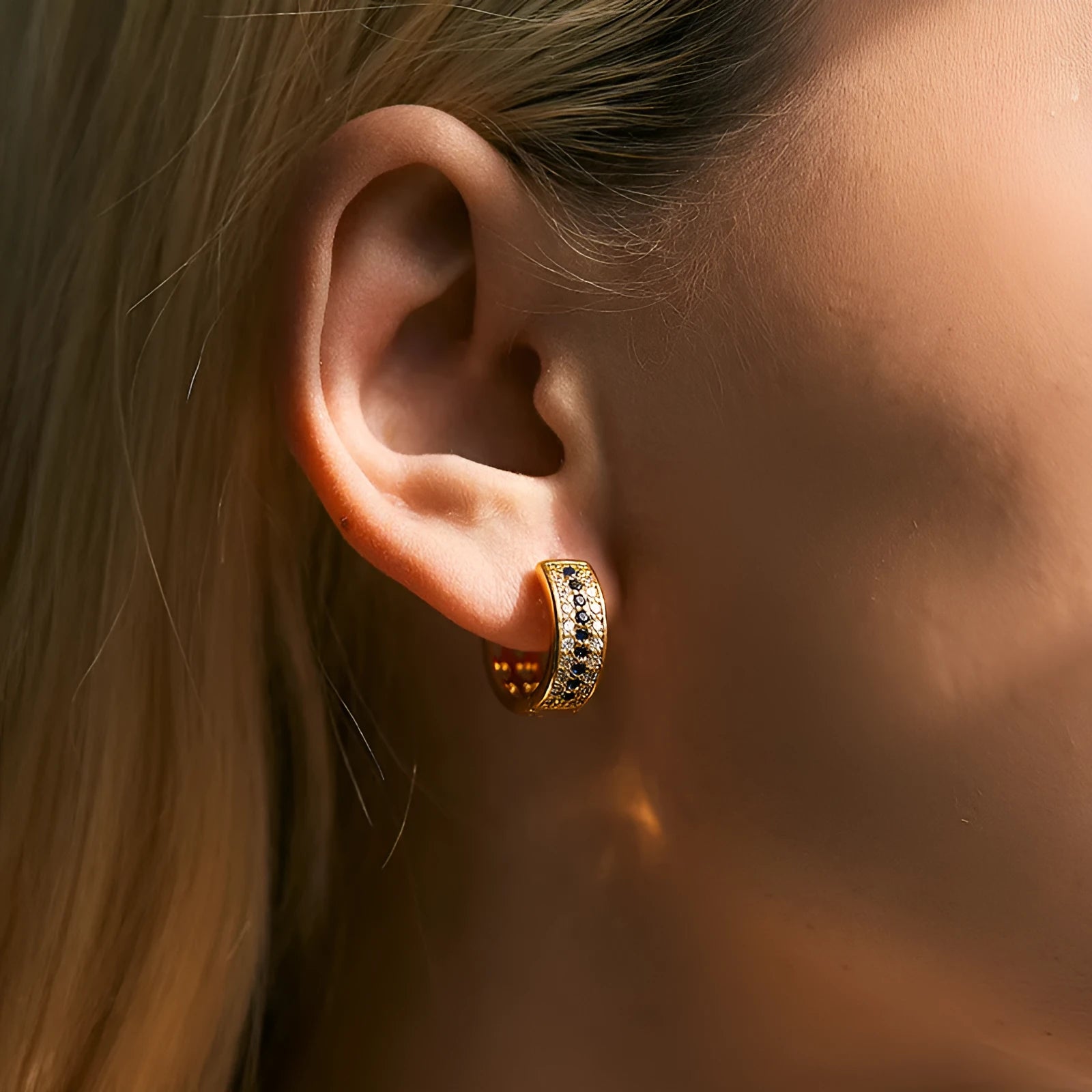 Women's round geometric copper earrings with electroplating and 18K gold plating