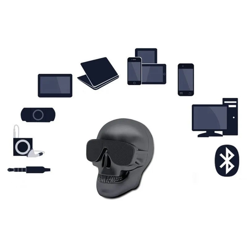 Skull wireless Bluetooth speaker in six colour options with compact portable design
