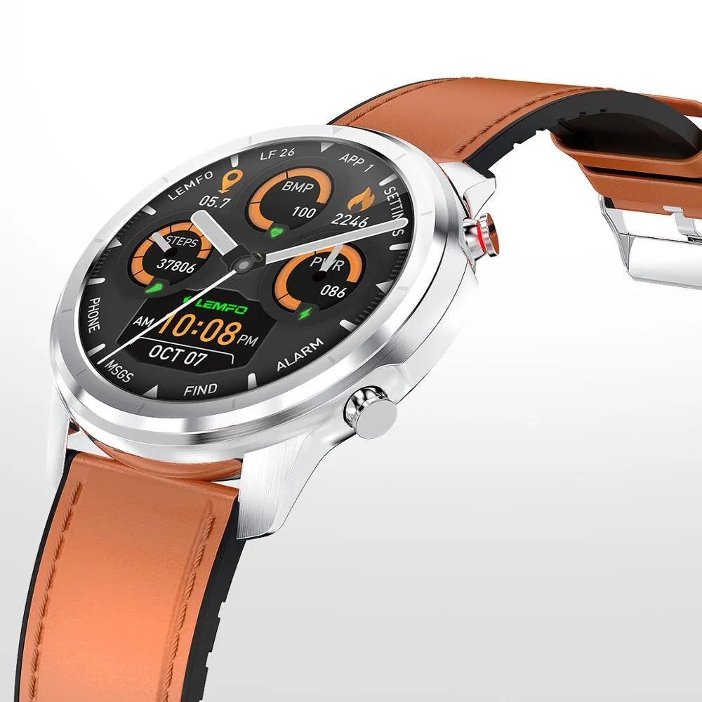 LEMFO LF26 smart bracelet with 1.3-inch screen shown in black and silver colour variant on a wrist.