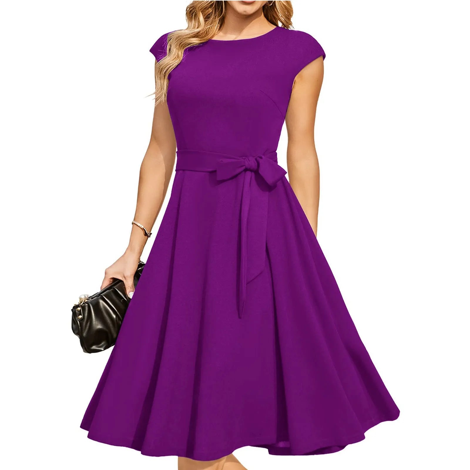 Black sleeveless party dress with lace-up waist and oversized swing skirt on a mannequin