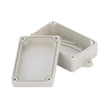 White ABS plastic waterproof instrument enclosure box for electrical components, dimensions 100mm by 68mm by 40mm.