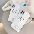 Silicone iPhone case with Korean bear cartoon design showing back and side coverage