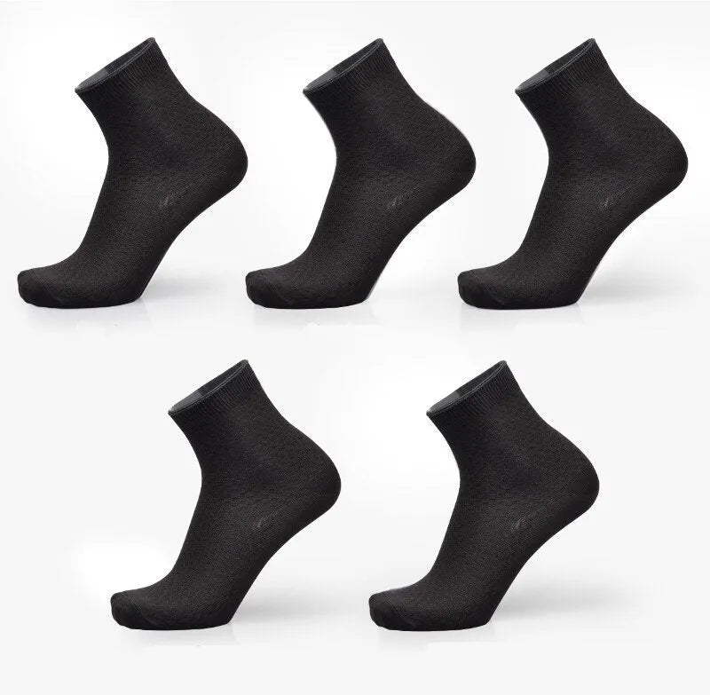Men's bamboo fibre business socks in a small square pattern, shown in silver grey colour.