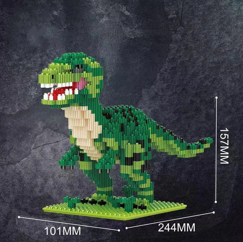 Dinosaur model building blocks set with small diamond particles in colour box packaging