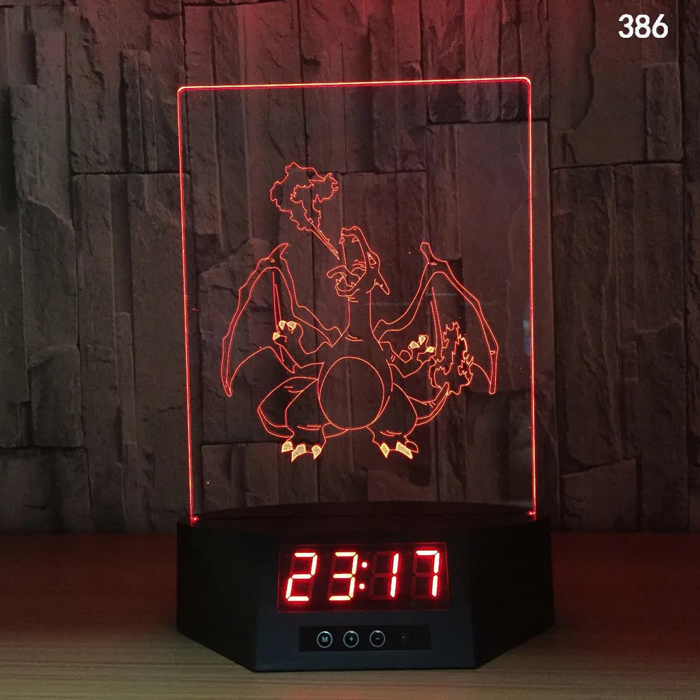 Dolphin-shaped 3D night light table lamp with wireless charging pad and remote control on wooden surface