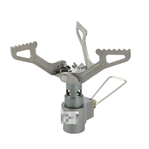 Portable one-piece propane gas camping stove for outdoor use.