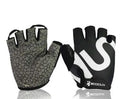 Queshark unisex black half-finger gym gloves on a gym bench