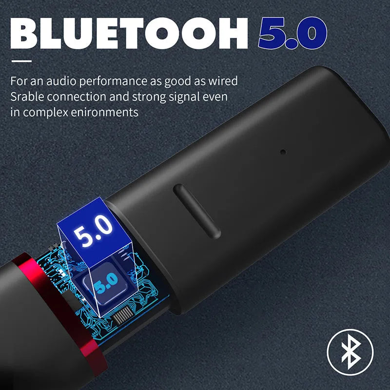 Black and white VV1 Bluetooth earphones with a compact charging case.