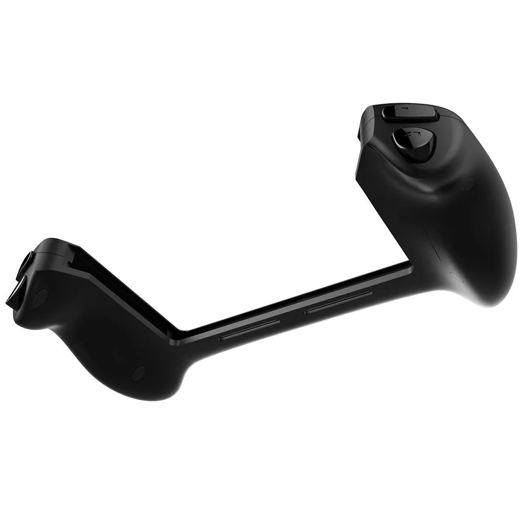 Black wireless gamepad for Nintendo Switch with ergonomic grips and textured analogue sticks