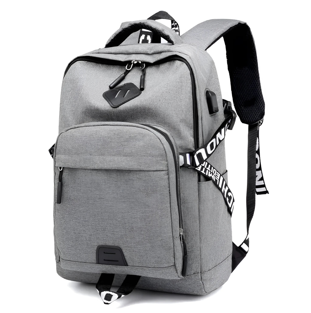 USB charging laptop backpack in Oxford cloth with polyester lining, 20-35 litre capacity, black blue or gules