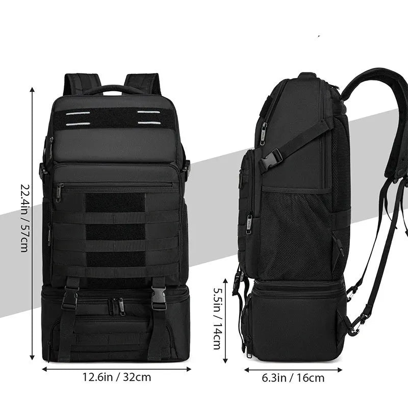 Black polyester Oxford cloth oversized casual outdoor backpack with air cushion shoulder strap