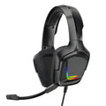 K20 RGB wired gaming headset with braided cable in black colour