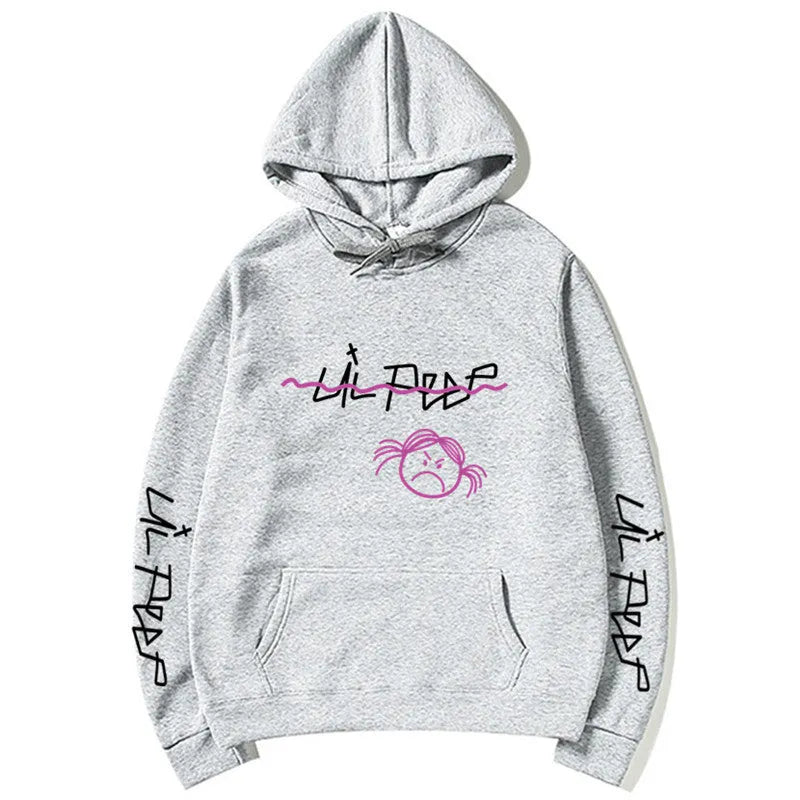 Lil Peep Love Winter hoodie in Beige, loose fit, hooded, printed Cry Baby design
