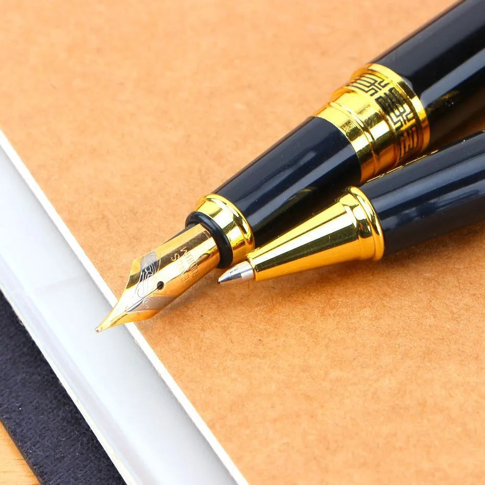 Patterned orb metal fountain pen with iridium nib, 901 specification, built-in rotating ink system, black colour