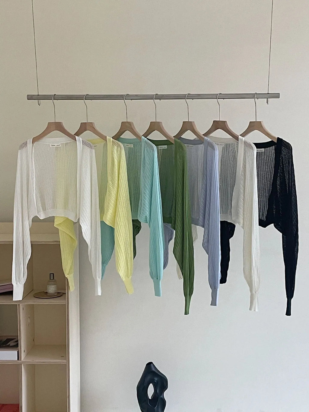 Women's hollow out lantern sleeve blouse in polyester linen fabric for sun protection