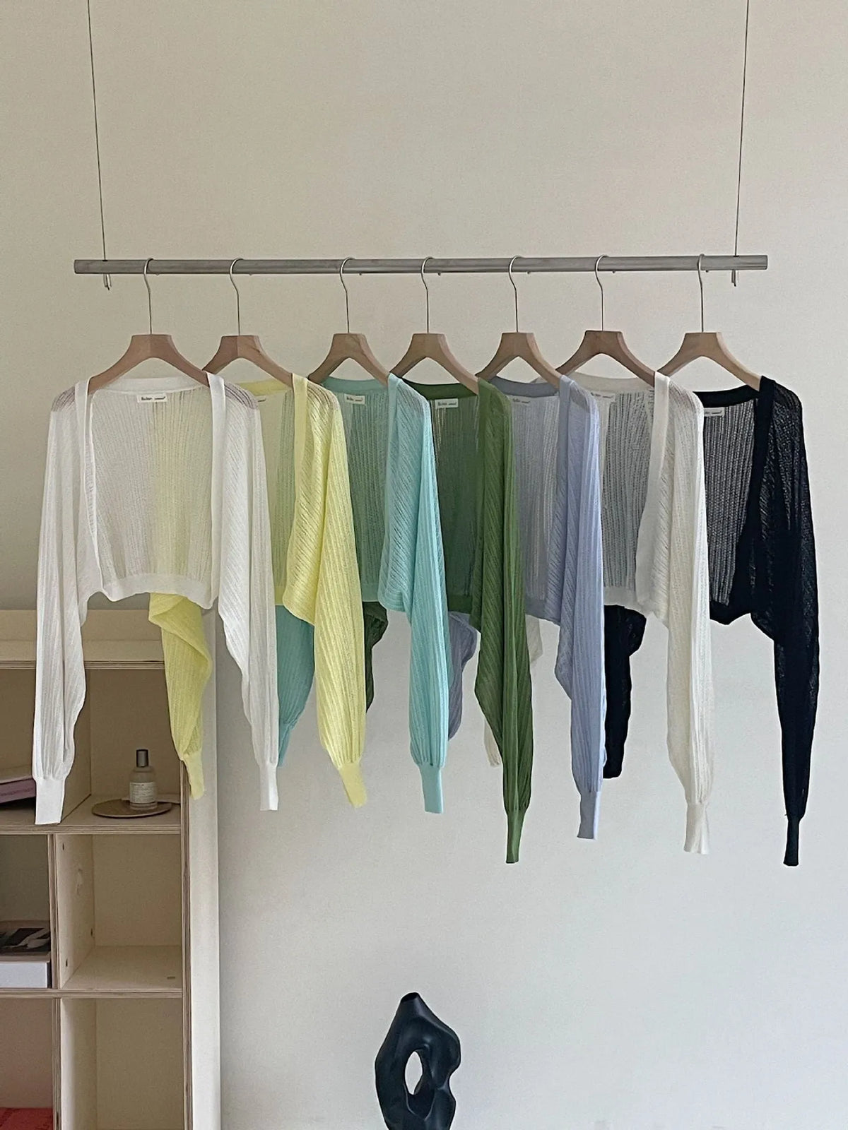 Women's hollow out lantern sleeve blouse in polyester linen fabric for sun protection