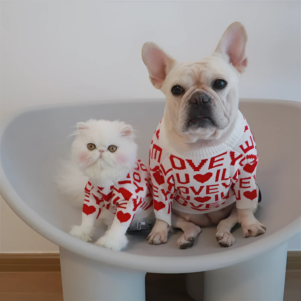 Red rabbit velvet padded dog sweater in sizes XS to XXL for small medium large dogs