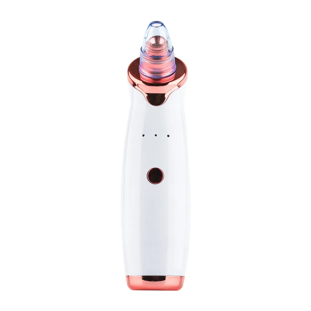 Black electric blackhead extractor device with multiple nozzle attachments for skin pore cleaning