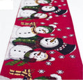 Christmas table runner with elk and snowman design on cotton linen fabric