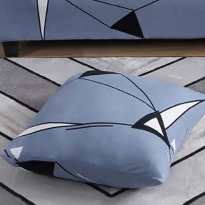 Printed geometric stretch sofa slipcover on double seat sofa in modern simplicity style