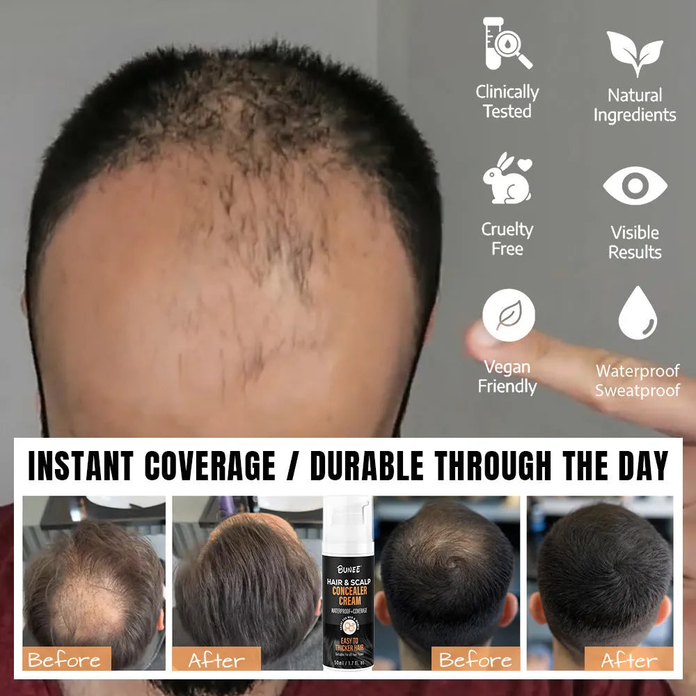 30 ml bottle of dense scalp concealer pomade for covering thinning hair and nourishing the scalp.