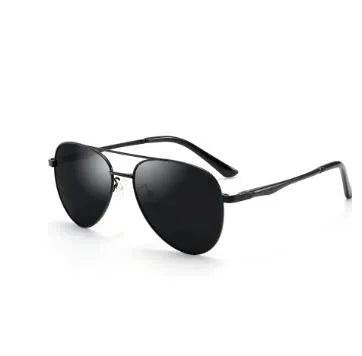 Retro classic vintage sunglasses with gold frame and black grey TAC polarised lenses on a white background