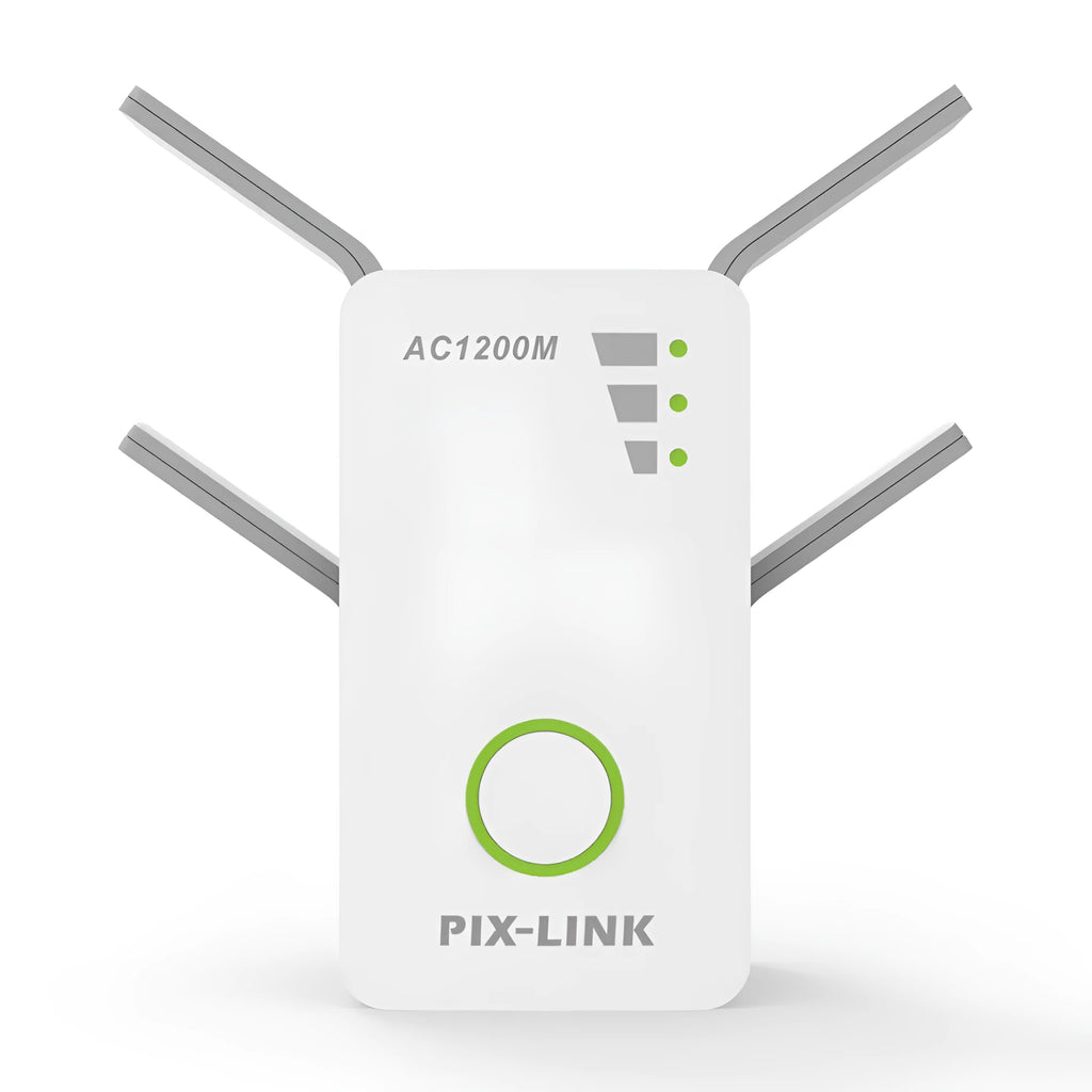 AC09 1200M dual frequency wireless repeater with UK plug, white plastic housing