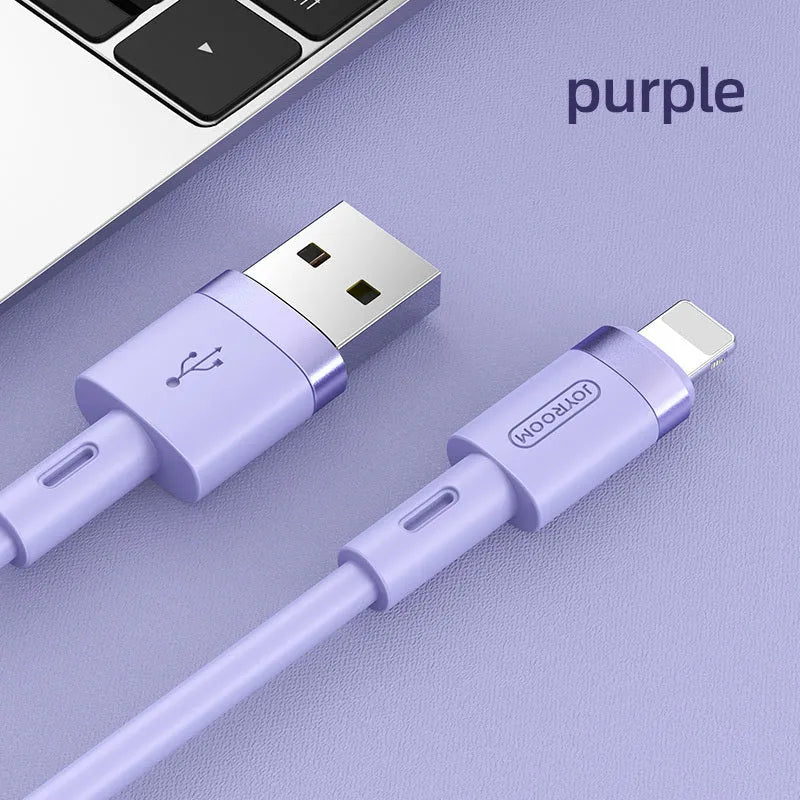 Straight head Type-C charging cable in multiple colours including black, purple, red, white, and yellow.