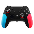 Bluetooth Switch gamepad controller in left blue right red colours showing button layout