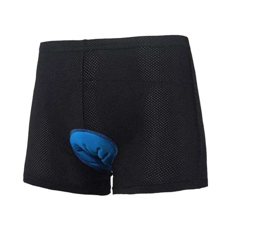 Black breathable mesh Lycra cycling underwear shorts with silicone element, Asian sizes S to 3XL, waist 74-123cm.