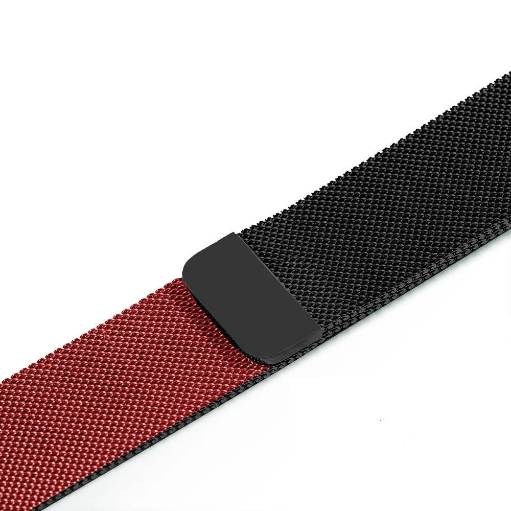 Stainless steel watch strap in silver, shown fitting a watch with a 42mm case.