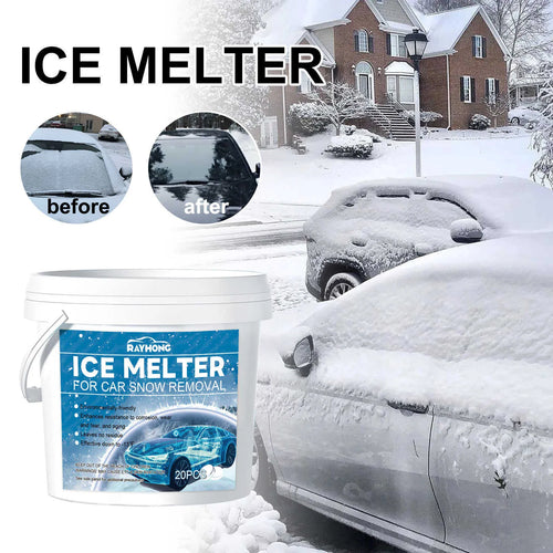 Pack of 20 car glass deicing effervescent tablets in a 12.7x12cm box