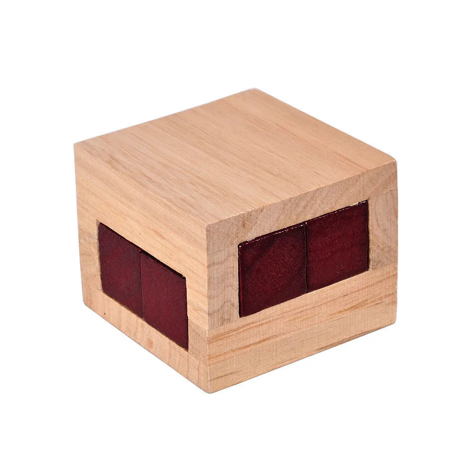 Wooden Kongming lock puzzle, 7 x 7 x 5.5 cm, colour A, for adults and seniors, exercises spatial thinking.