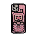 Pink TPU iPhone back cover case with a textured towel embroidered design.