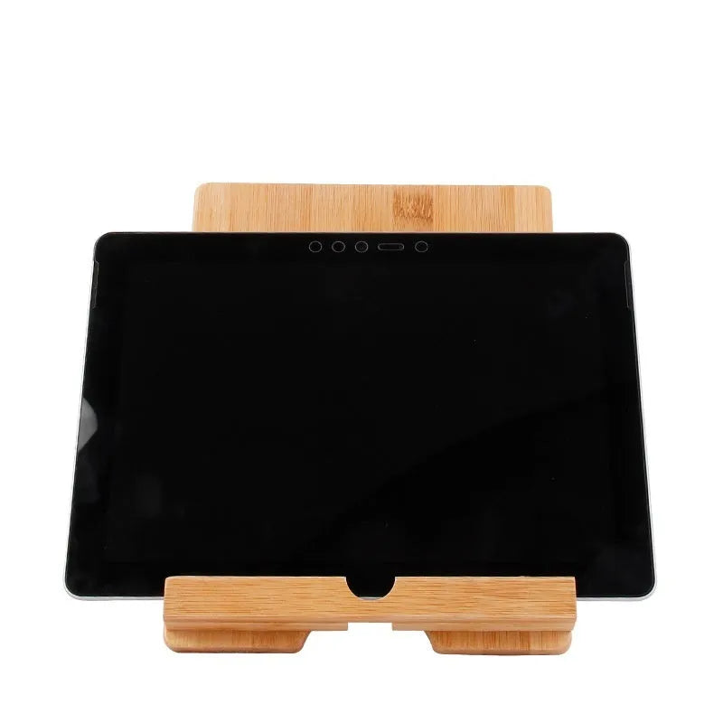 Bamboo foldable desktop phone stand with adjustable angle for tablet and phone