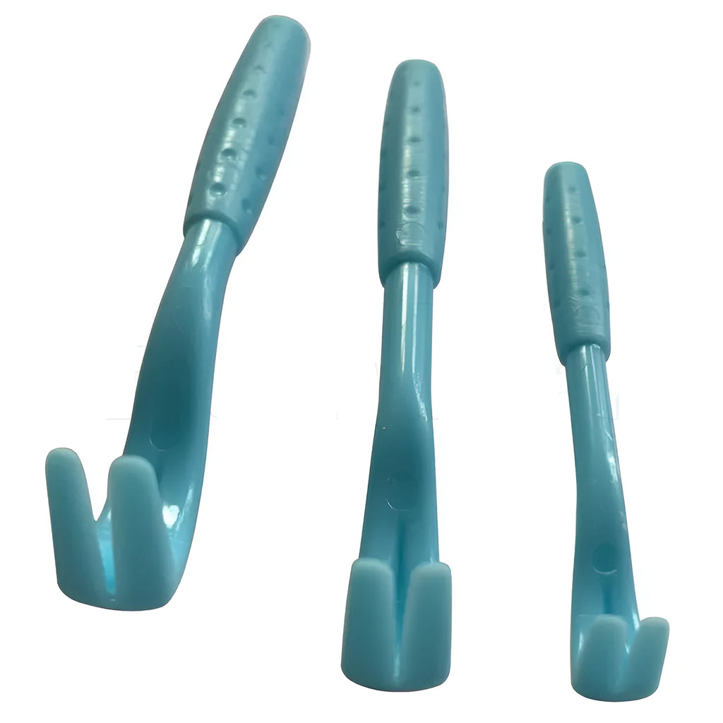 Plastic flea and tick extractor tool in blue or green for dogs and cats