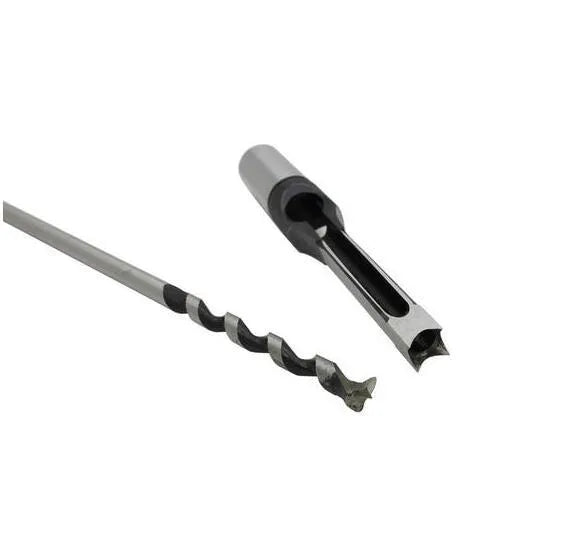 Square hole drill bit for woodworking, used with mortising machines and drill press attachments