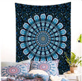 Printed mandala tapestry wall hanging in polyester with green, orange, purple colour options and multiple sizes up to 200x150cm