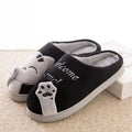 LovelyCotton cat face indoor slippers with soft suede vamp and warm plush lining in gray colour