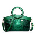 Ladies fashion handbag with shoulder strap showing zipper compartments in multiple colour options