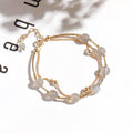 Double-layer crystal bracelet with moonstone accents in electroplated moonlight copper finish