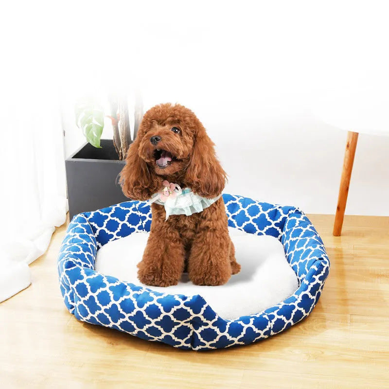 50cm indoor pet nest in deerskin velvet and cotton cloth with PP cotton filling, blue or white