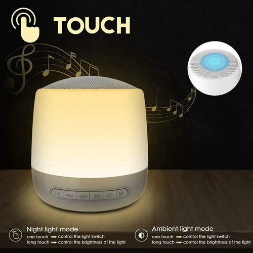 Silver Baby Rest Sound Machine with touch-control mood light and 28 non-looping sounds